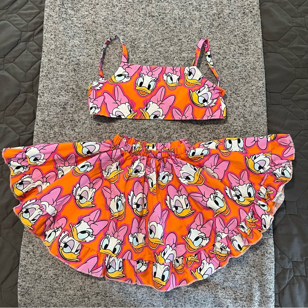 Like New WRK Wild Rich Kids Daisy Duck 2 Piece Skirt and Too